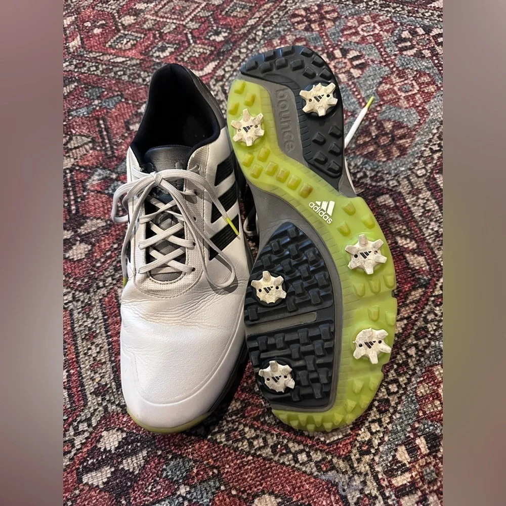 Men’s White/Black/Gray Adidas AdiPower Bounce Golf Shoes, sz 11.5
